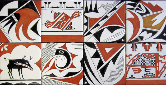 Santa Ana Pueblo pottery designs, custom tile art for Tamaya Resort, New Mexico.